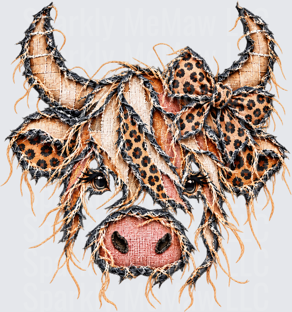 Leopard Print Highland Cow UV DTF Decal
