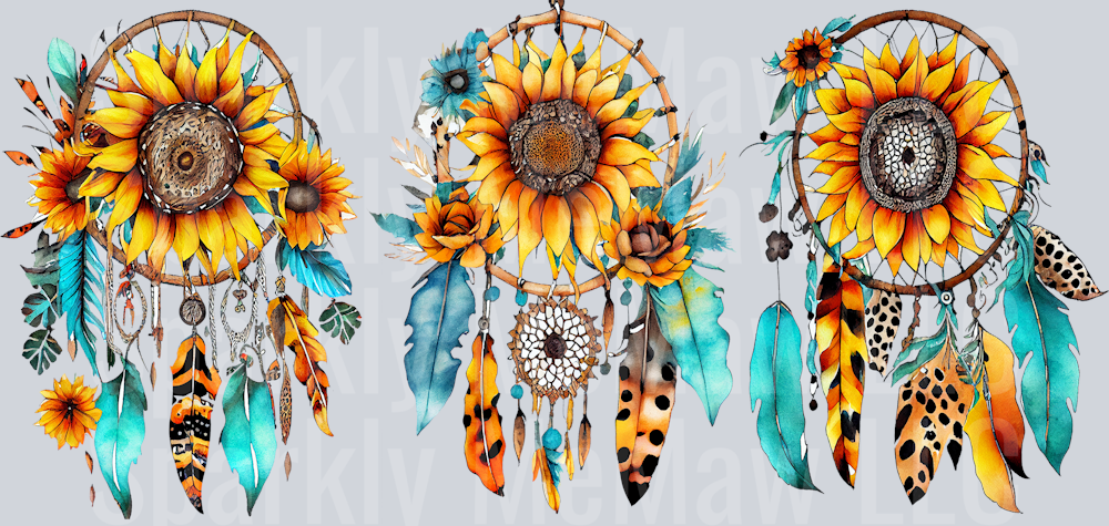 Sunflower Dreamcatchers 16 oz UV DTF Wrap
