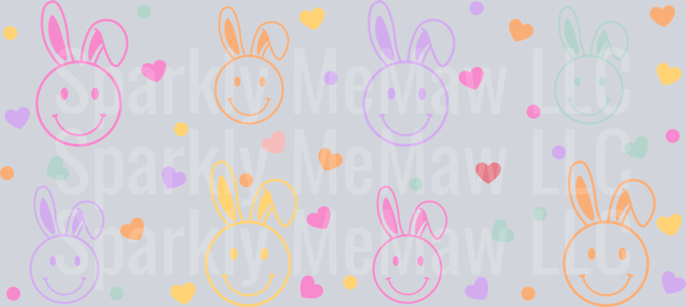 smiley bunny 16 oz UV DTF Wrap