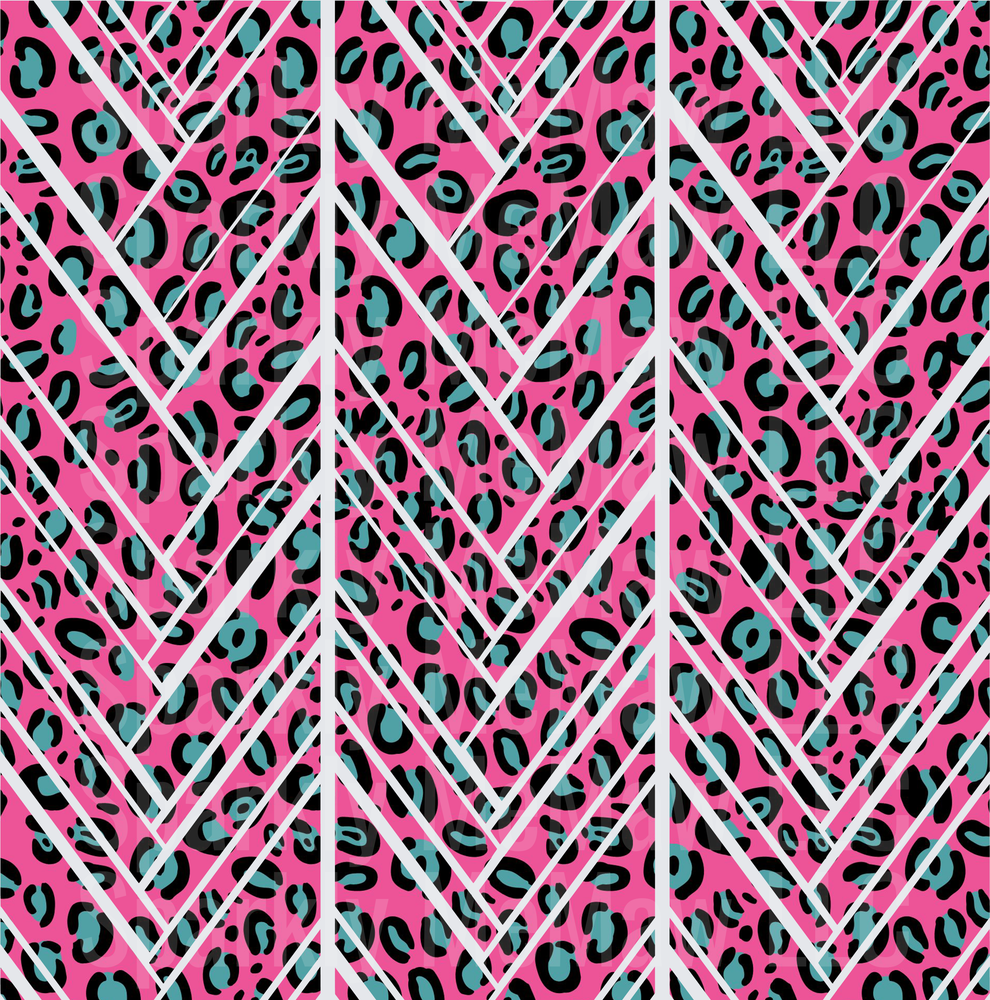 Hot Pink Teal Leopard Chevron 10x10 Inch Sheet