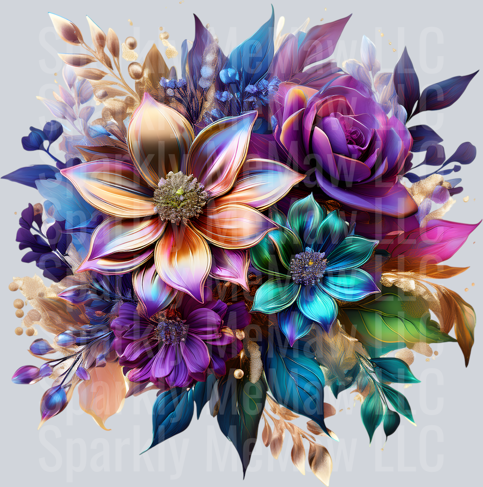 jewel tone floral clipart (138) UV DTF Decal