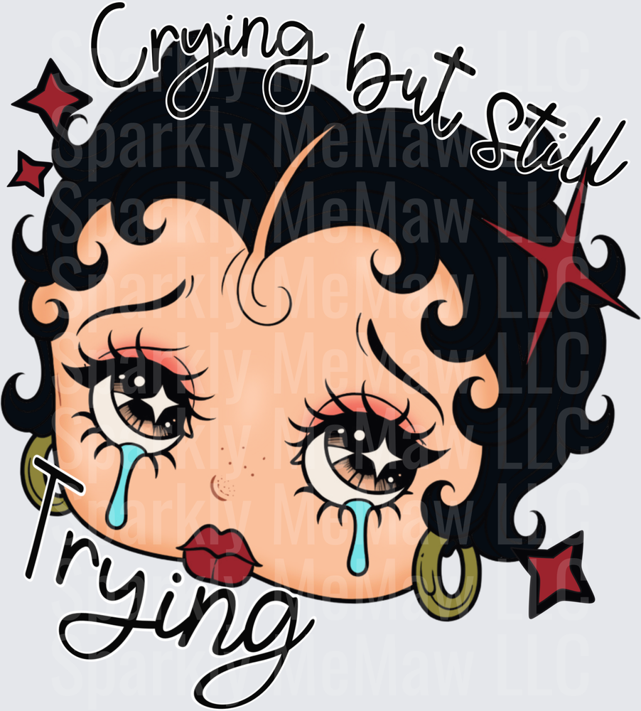 Betty Boop Crying But Trying UV DTF Decal