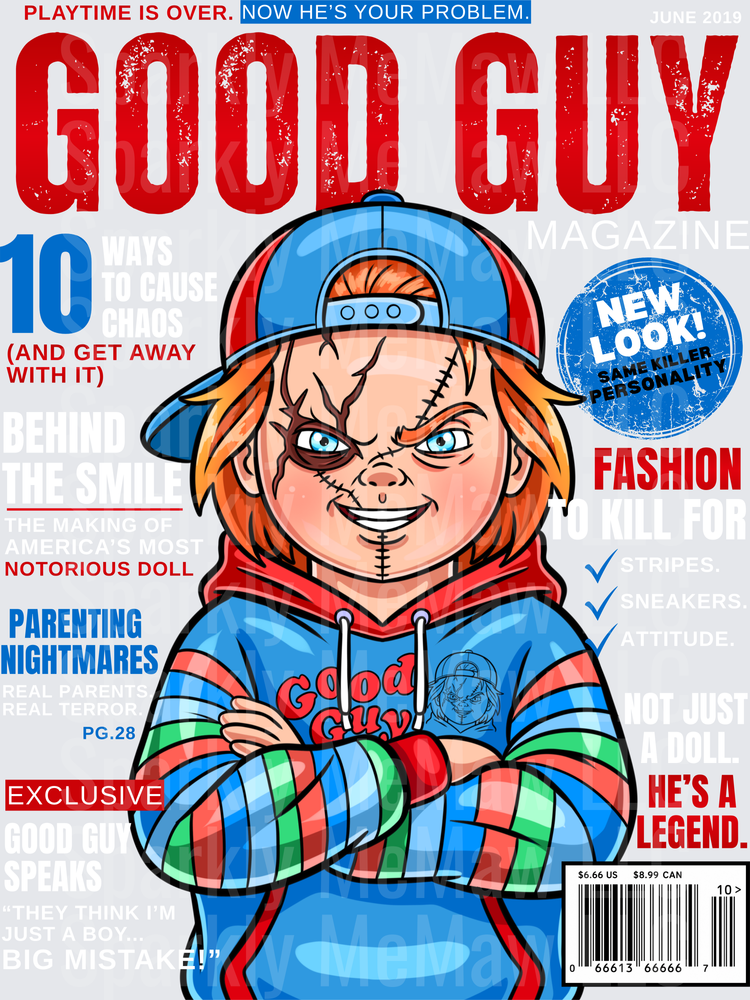 Chucky Good Guy Doll Magazine Cover Parody Design UV DTF Decal