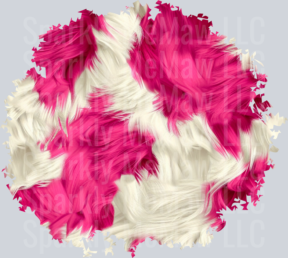 Pink and White Fluffy Fur Texture Pattern UV DTF Decal