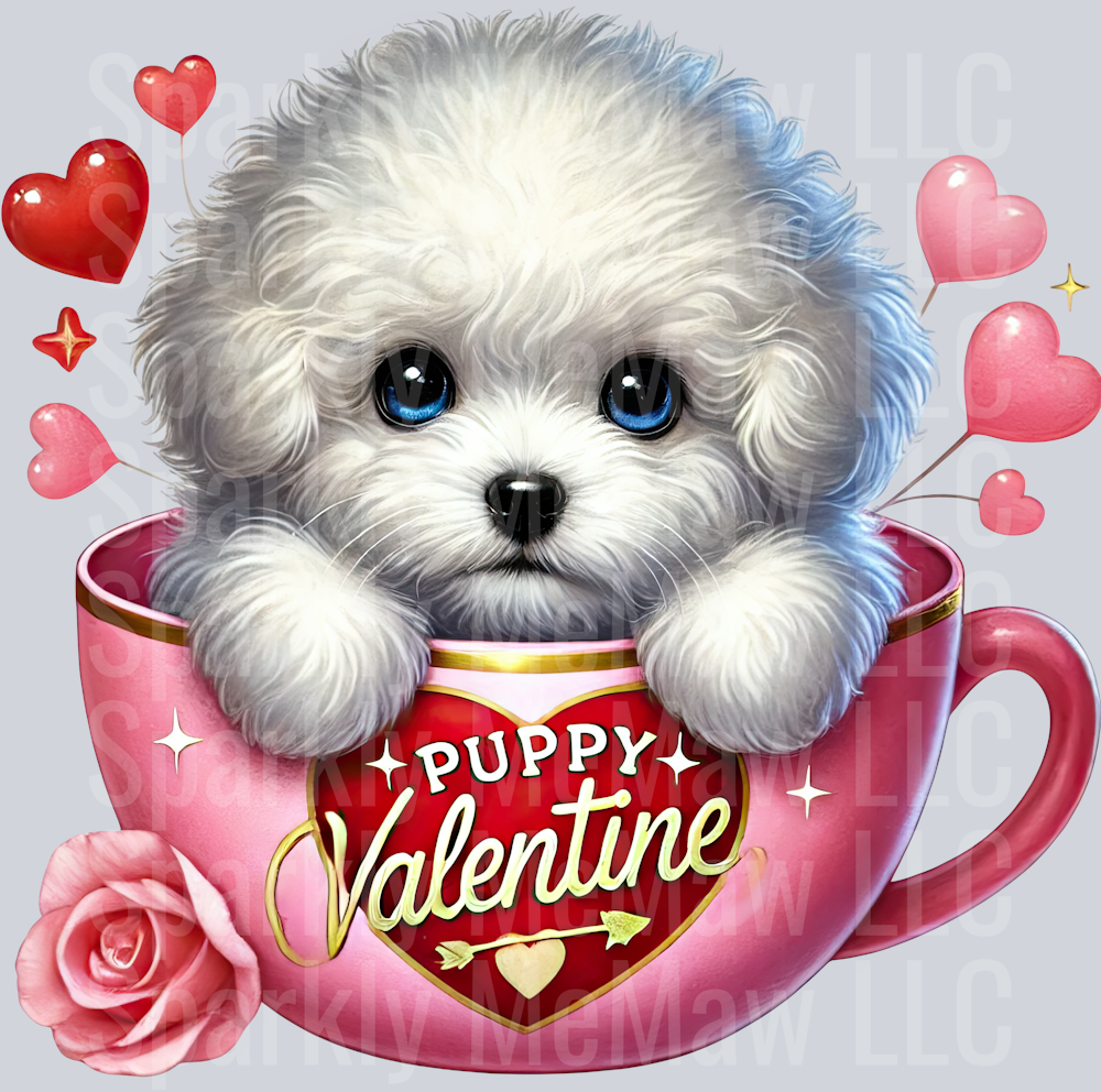 Valentines Cup Puppy UV DTF Decal 42