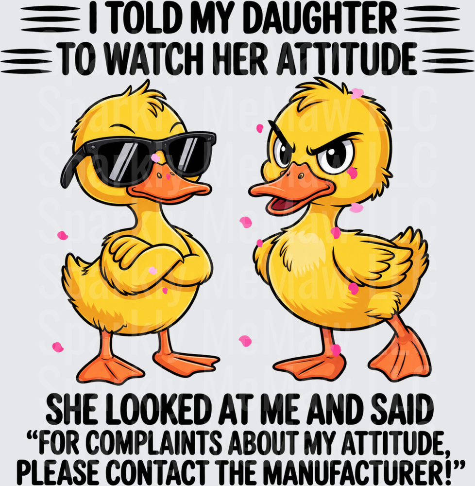 Funny Duck Daughter Attitude Mom DTF Transfer for Fabrics