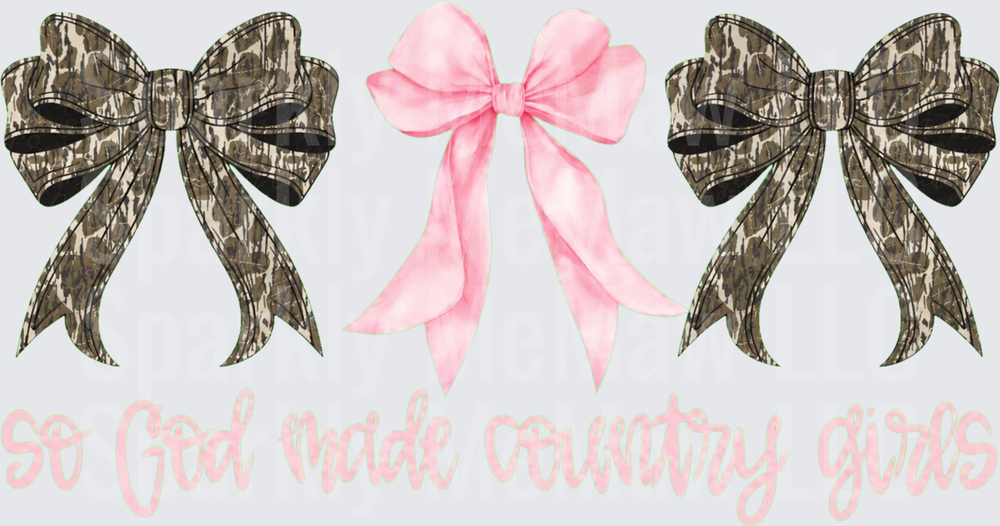 Camo Pink Bows Country Girls UV DTF Decal