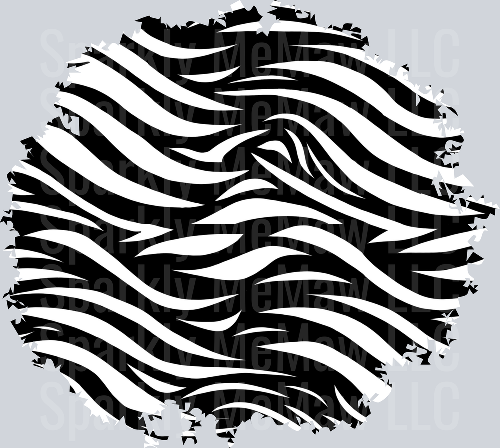Distressed Black and White Zebra Print Pattern UV DTF Decal