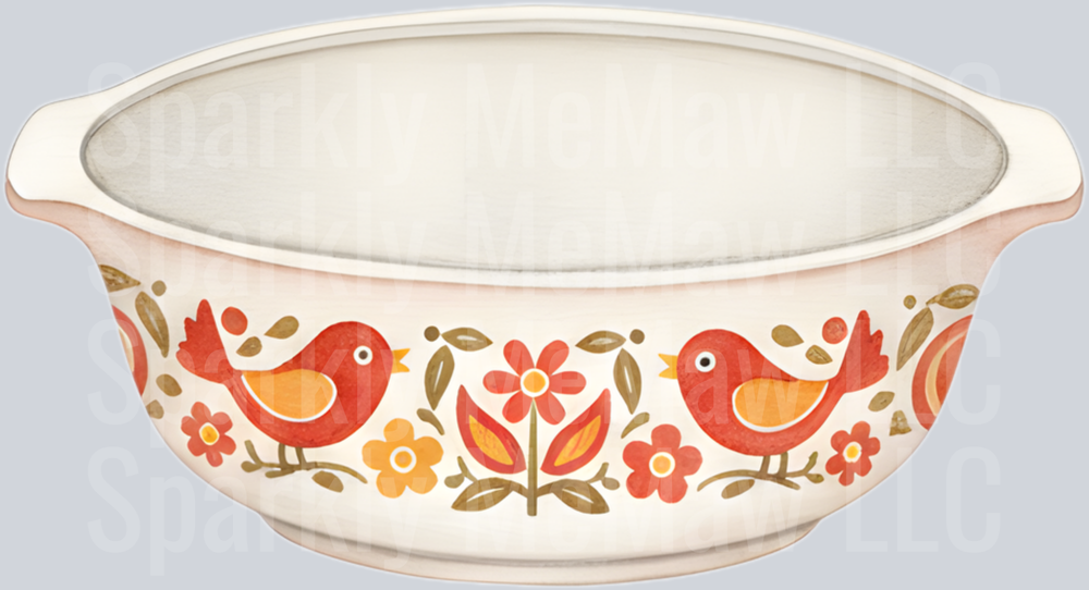 Vintage Folk Art Birds and Flowers Pattern UV DTF Decal