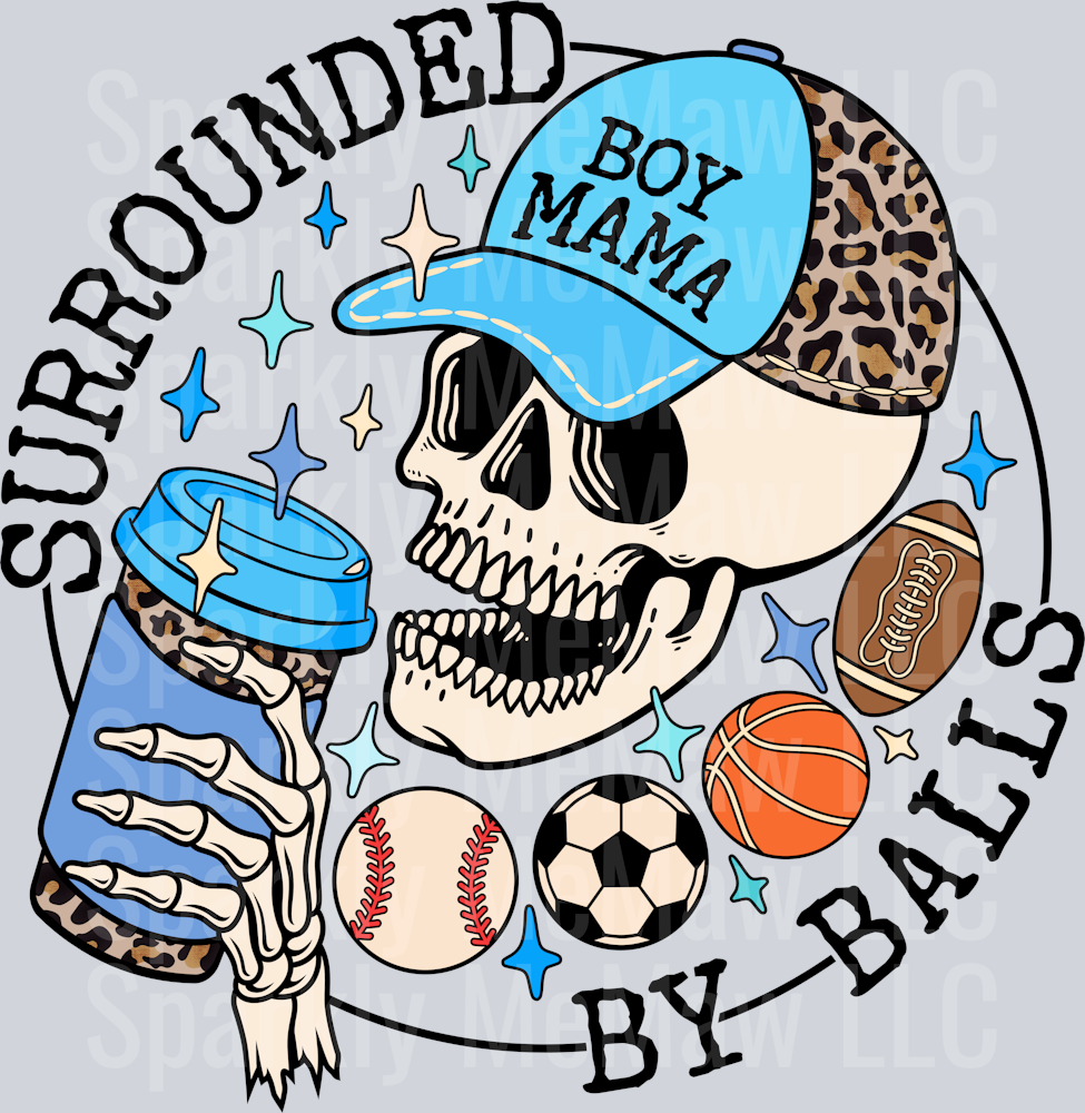 Surrounded By Balls UV DTF Decal (Black writing)