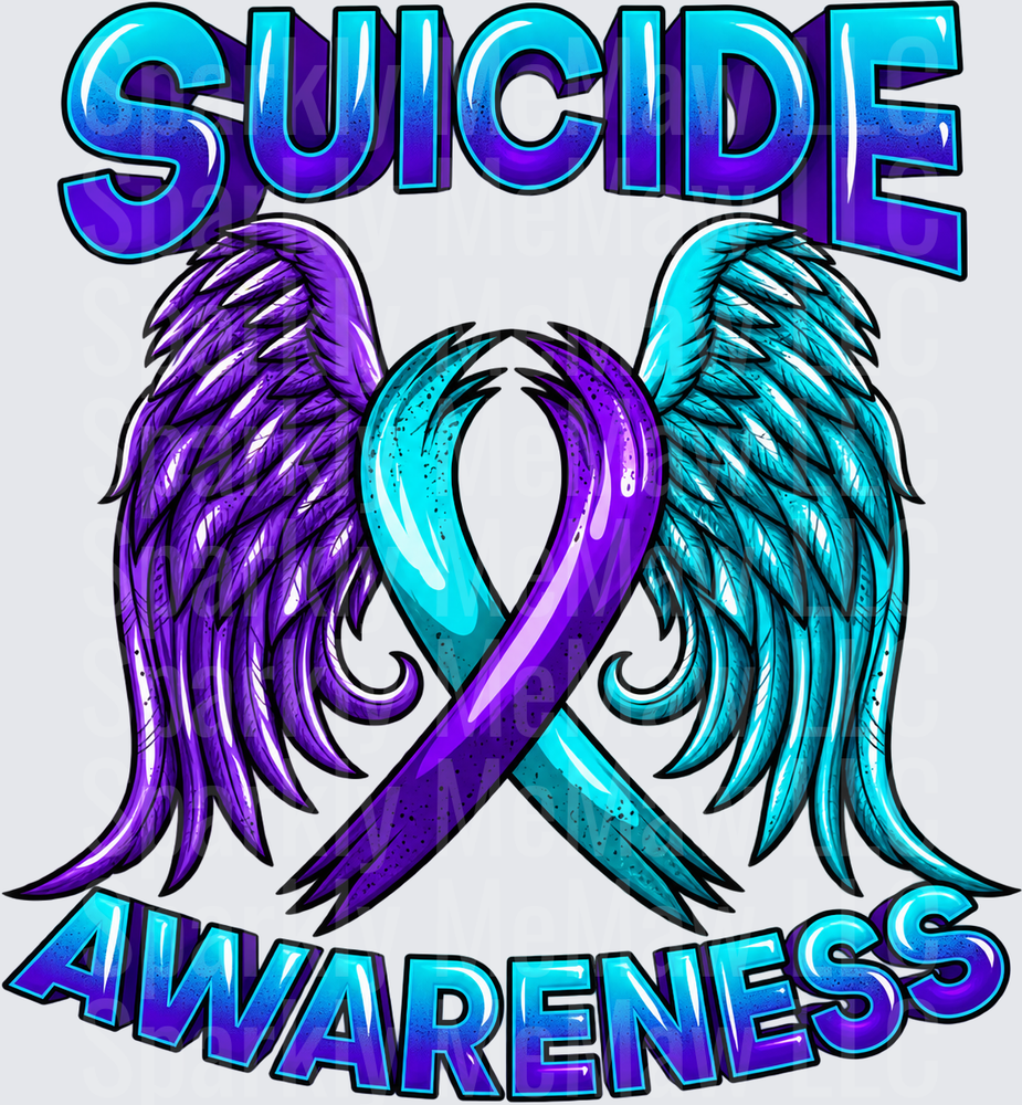 Suicide Awareness Ribbon Wings UV DTF Decal