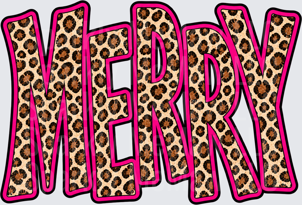 Merry Leopard Print Pink UV DTF Decal
