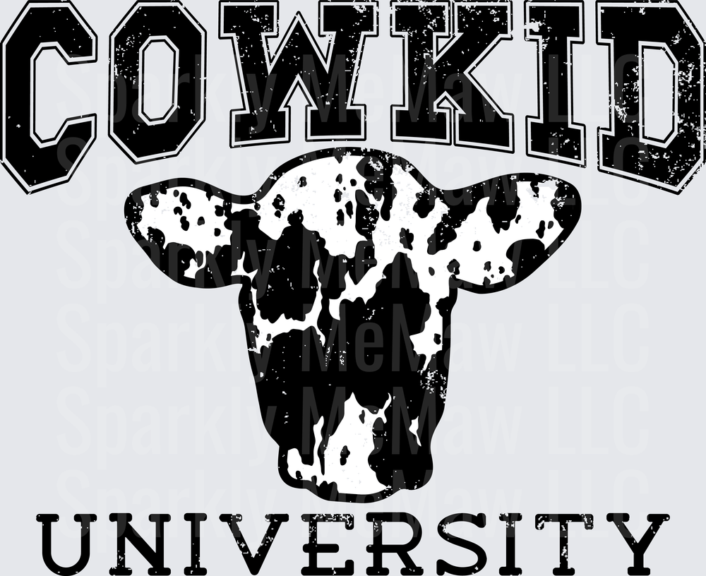 Cowkid University Distressed Bull Head Logo UV DTF Decal
