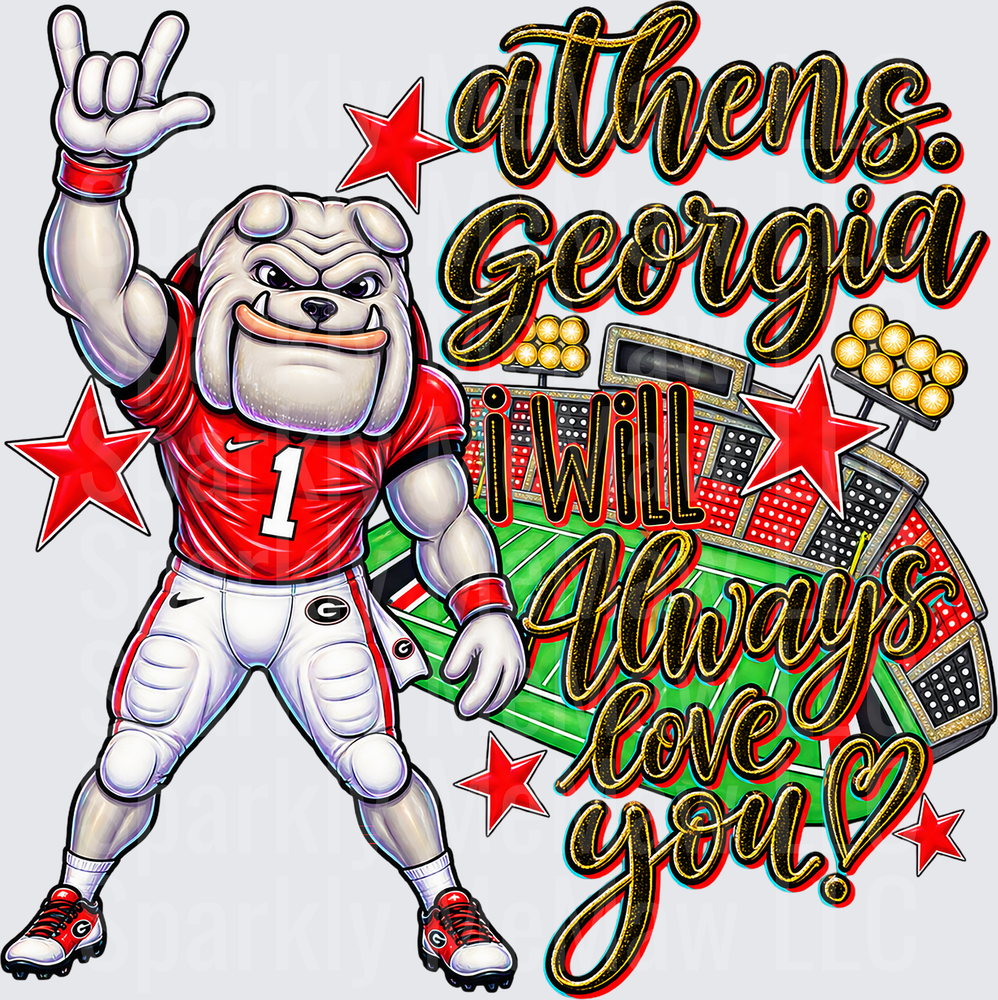 Georgia Bulldogs Mascot Athens Love UV DTF Decal