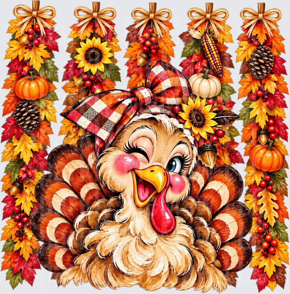 Cute Turkey Fall Harvest UV DTF Decal