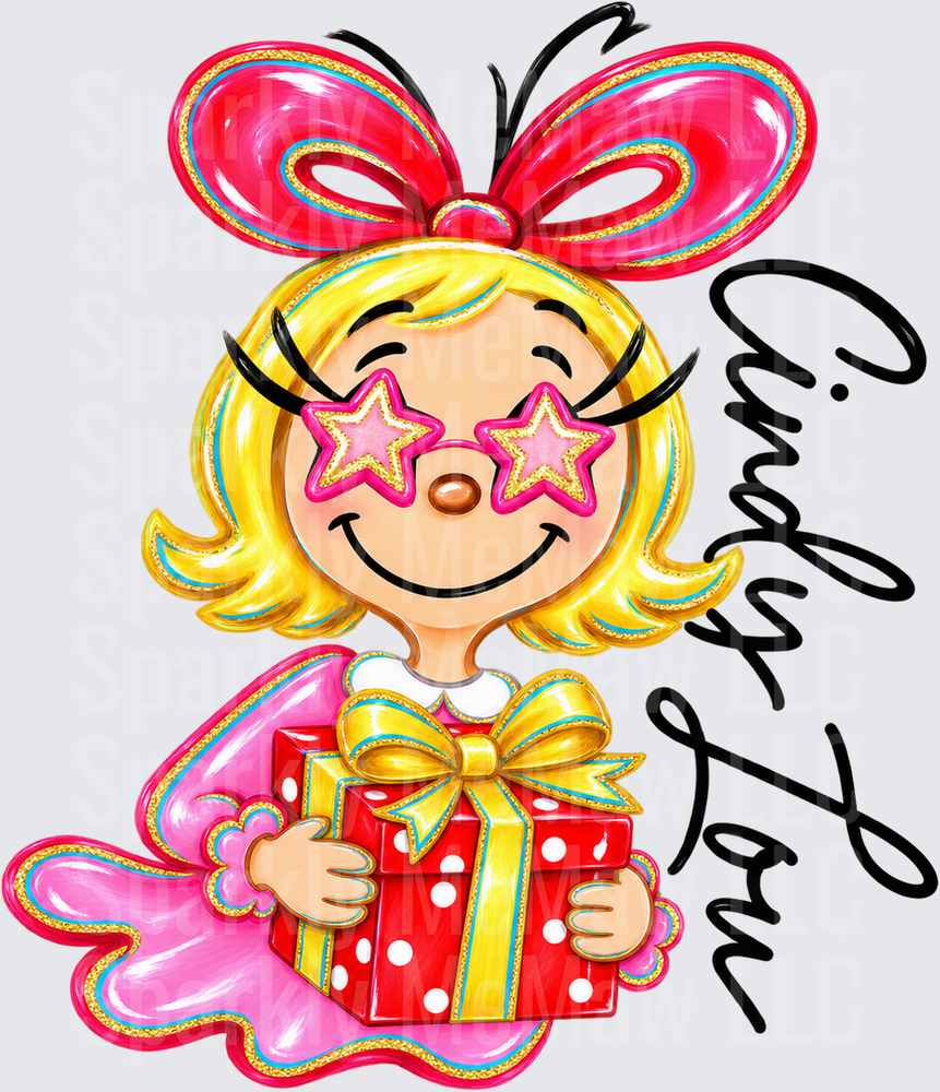 Cindy Lou Who Christmas Gift UV DTF Decal