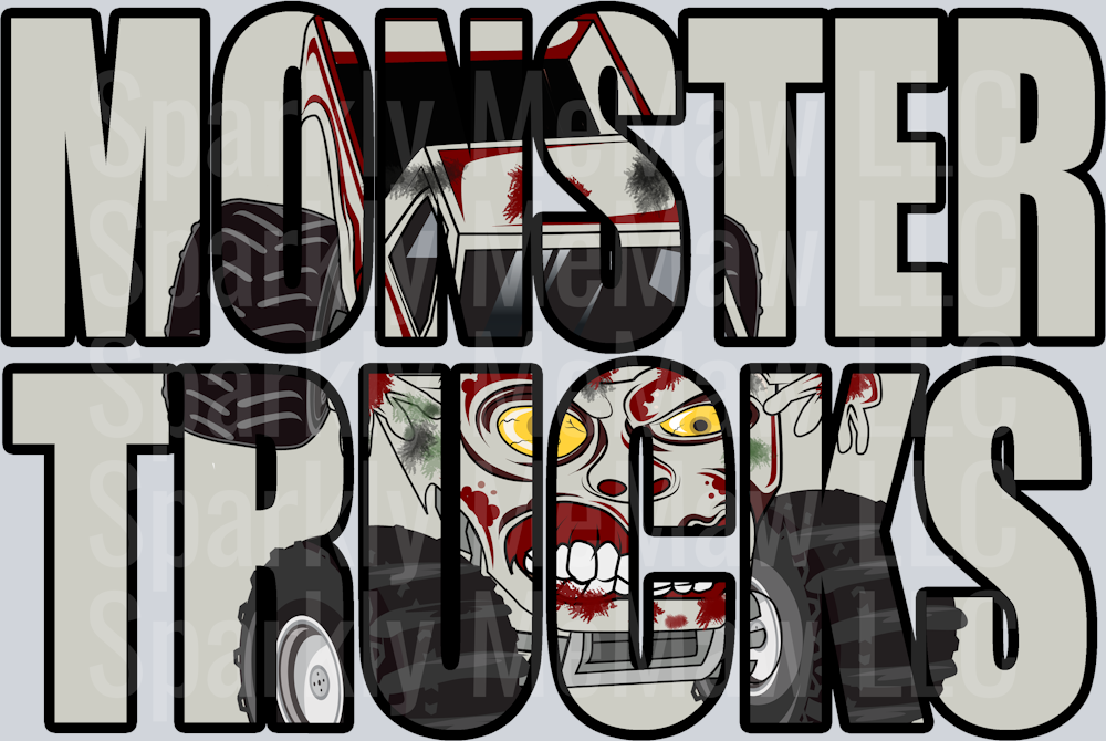 zombie monster trucks UV DTF Decal
