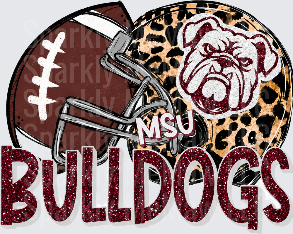 MSU Bulldogs Football Leopard Print UV DTF Decal