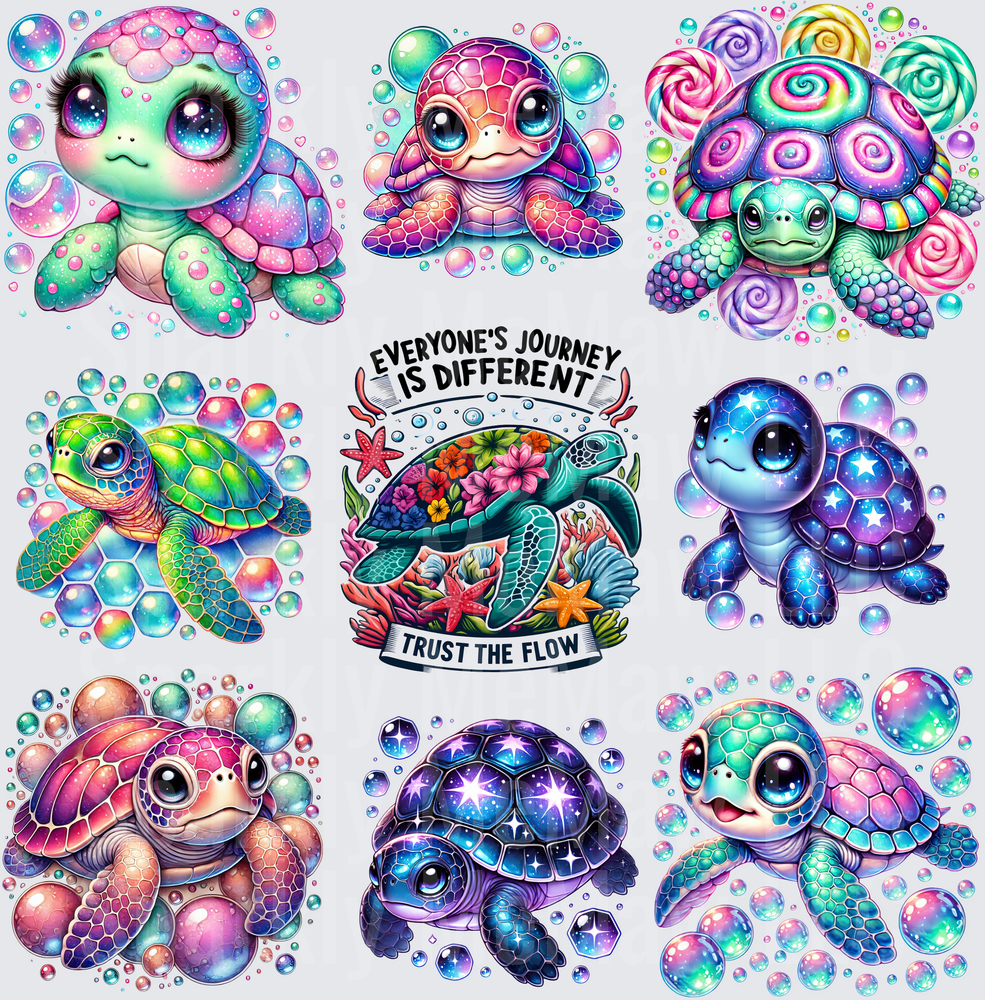 Cute Colorful Turtle Bundle 10x10 Inch Sheet
