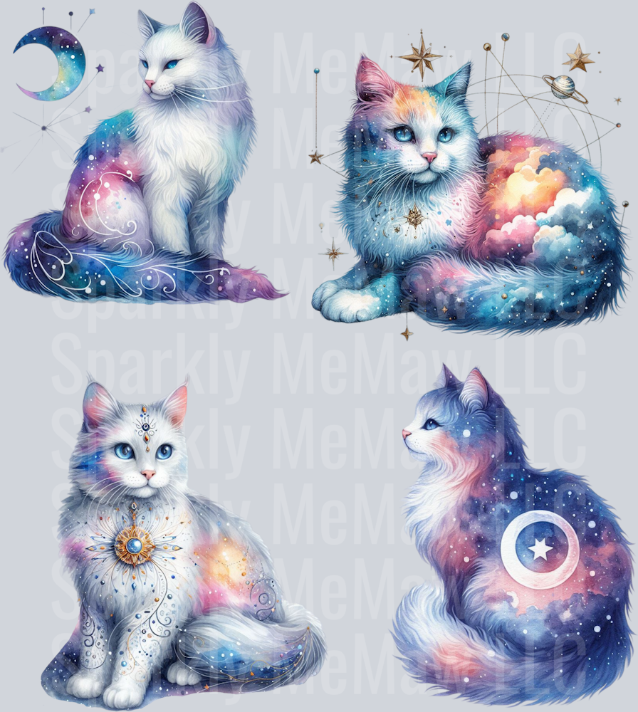 Watercolour.Cat.UV DTF Element Sheet