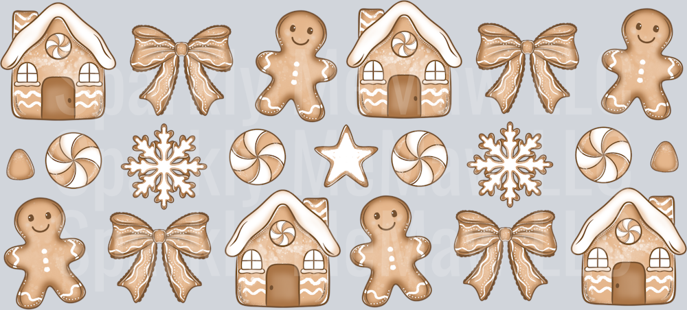 Merry Christmas Gingerbread 2 UV DTF 16 Oz wrap