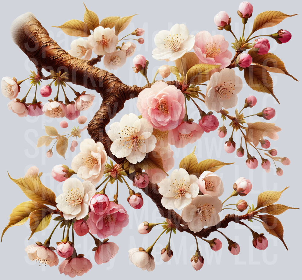 10 Cherry Blossoms Clip Art UV DTF Decal