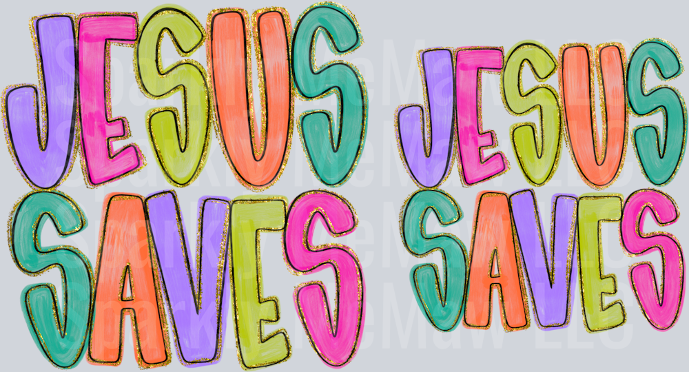 Jesus Saves Bright colors UV DTF DECAL SET 5 AND 4 INCH
