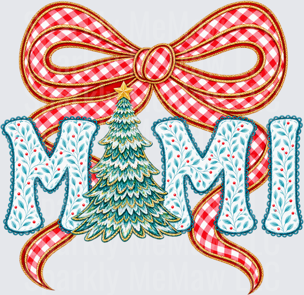 Mimi Christmas Bow Tree UV DTF Decal