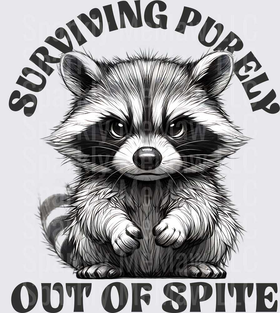 Surviving Purely Out Of Spite Raccoon UV DTF Decal