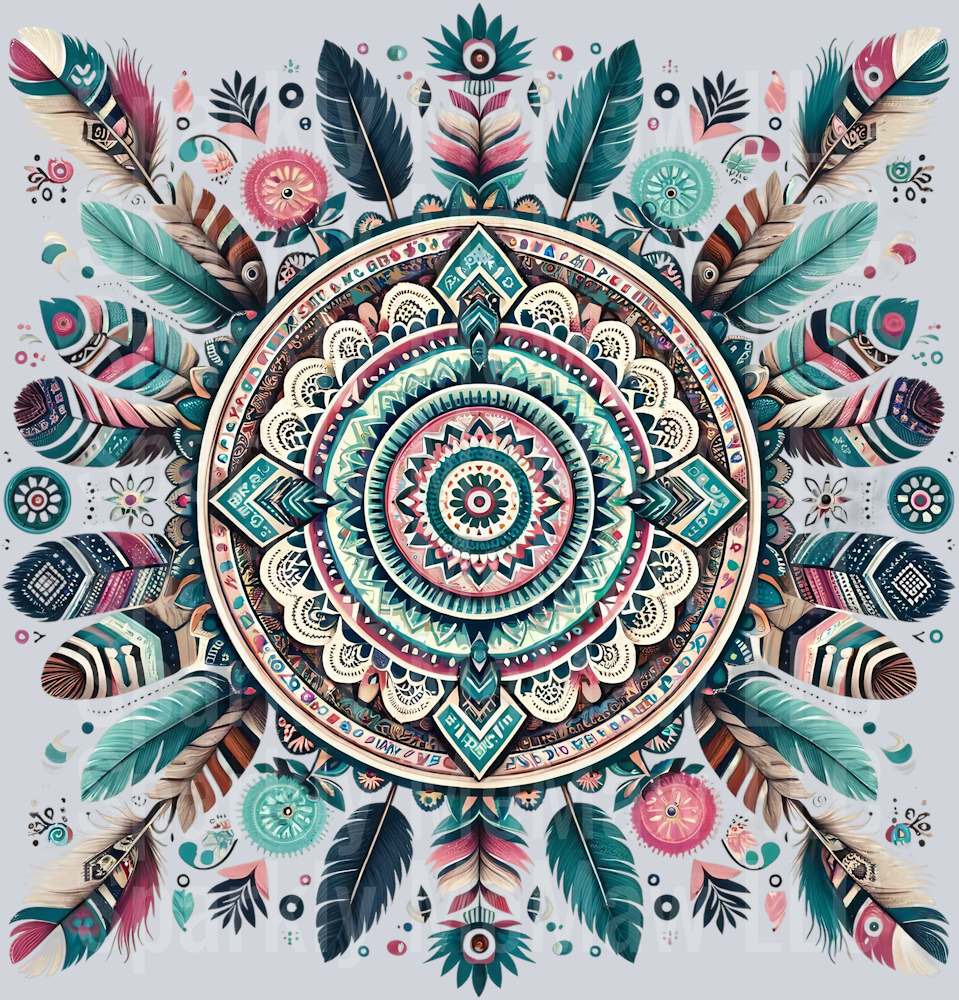 feathers mandala 3 Clip Art UV DTF Decal