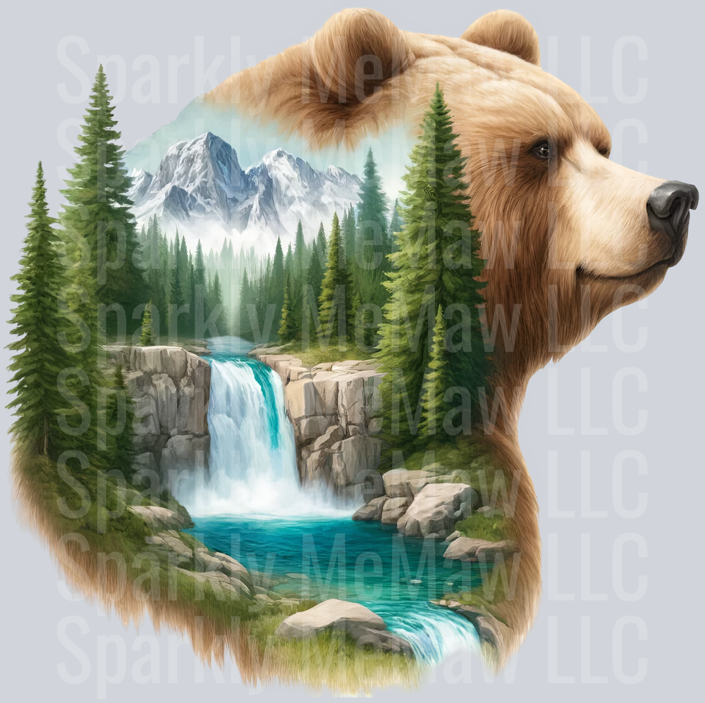 4 Landscape Bears Clip Art Decal
