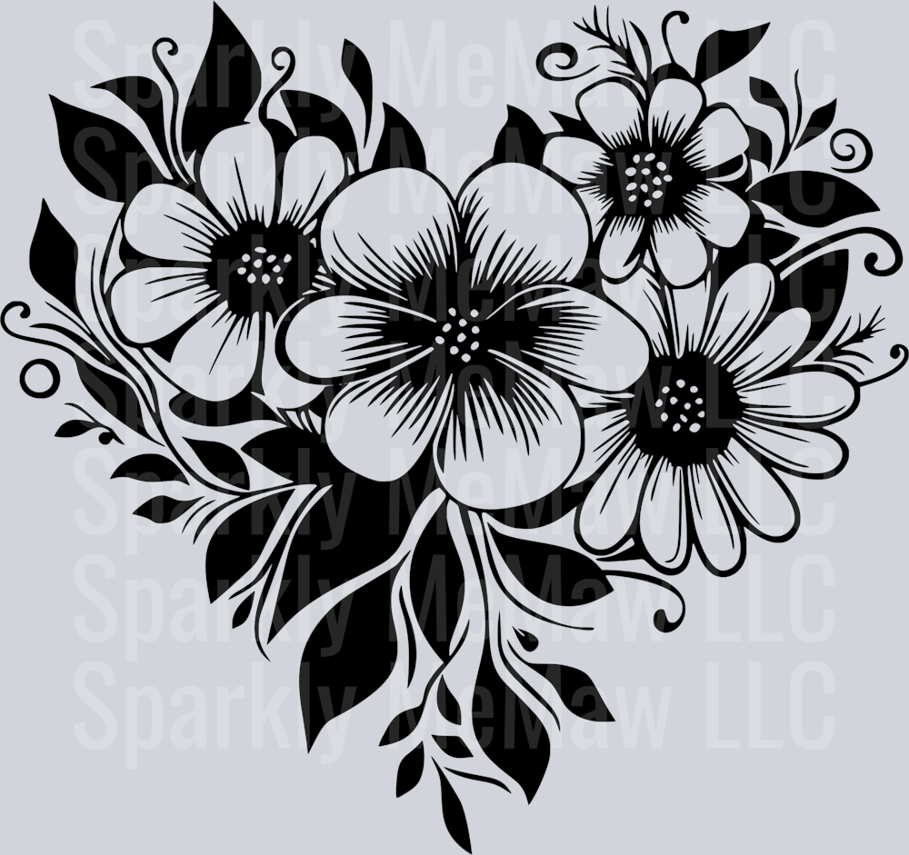Flower Heart UV DTF Decal