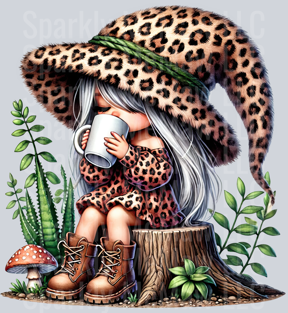 20 Leopard Print Gnome Girls Clipart Decal
