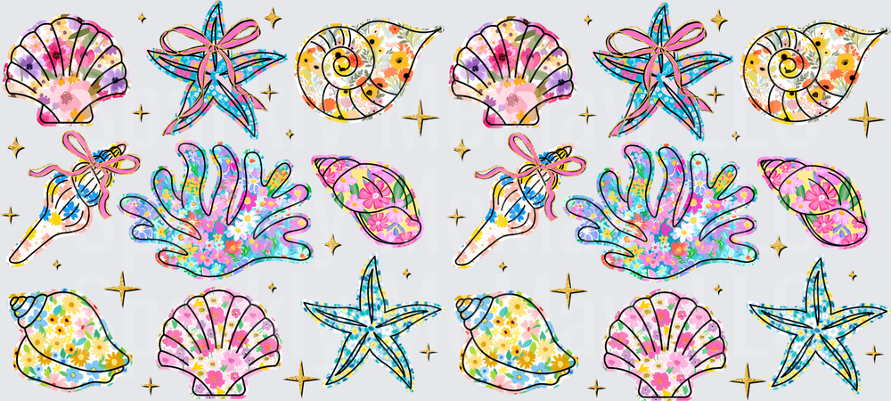 Floral Seashell Collection UV DTF 16 OZ Wrap