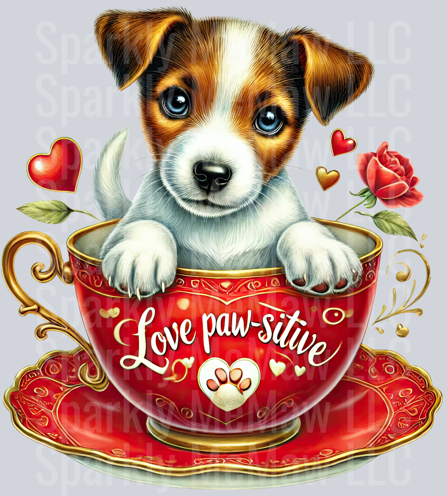 Valentines Cup Puppy UV DTF Decal 46