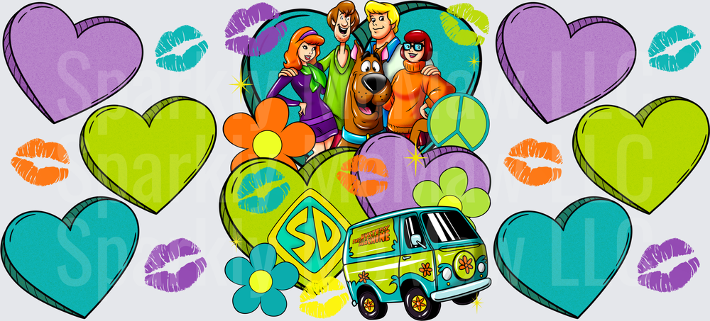 Scooby-Doo Gang Hearts is a UV DTF 16 OZ Wrap