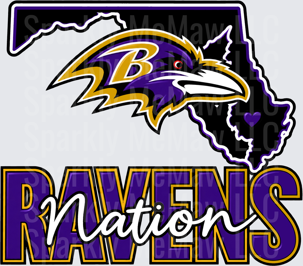 Baltimore Ravens Nation Maryland State UV DTF Decal