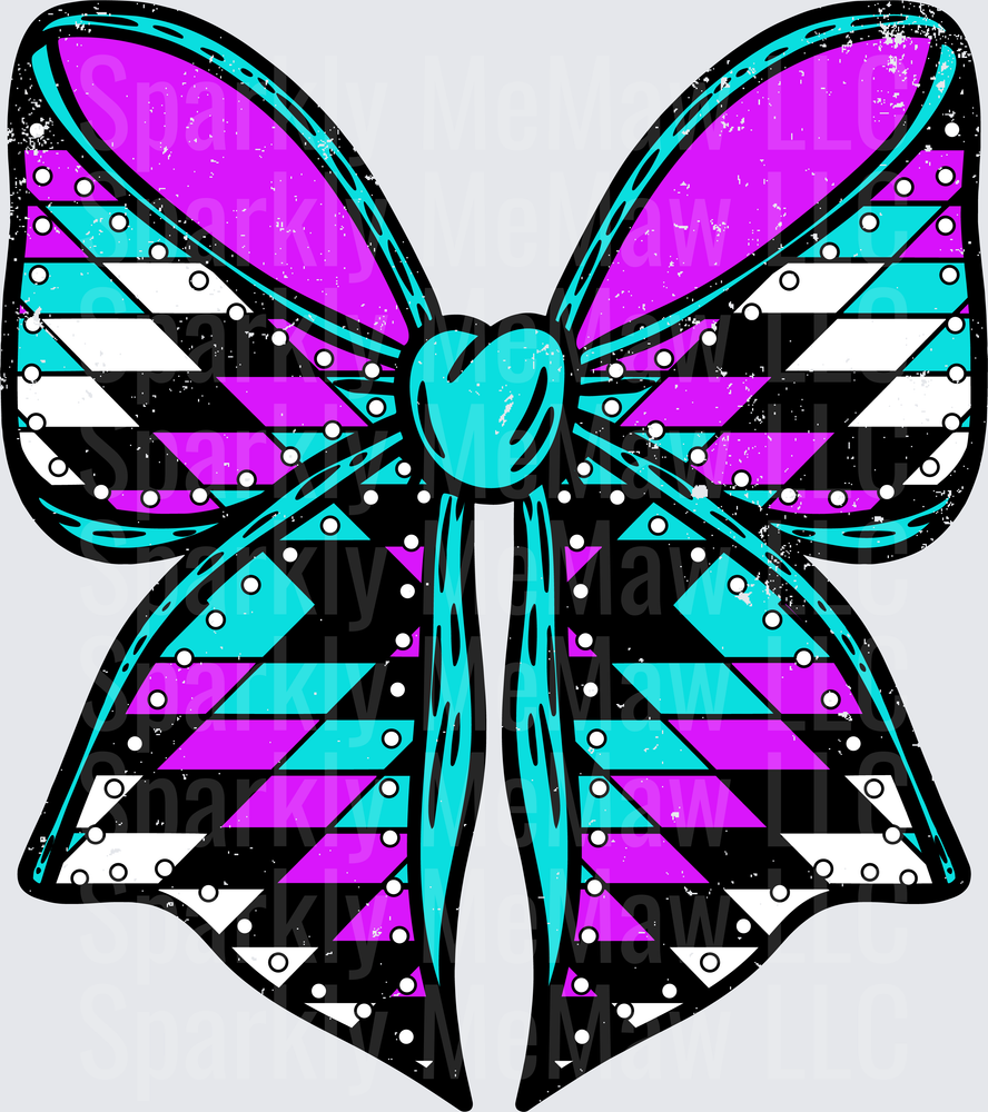 Vibrant Purple Teal Geometric Butterfly with White Dots UV DTF Decal
