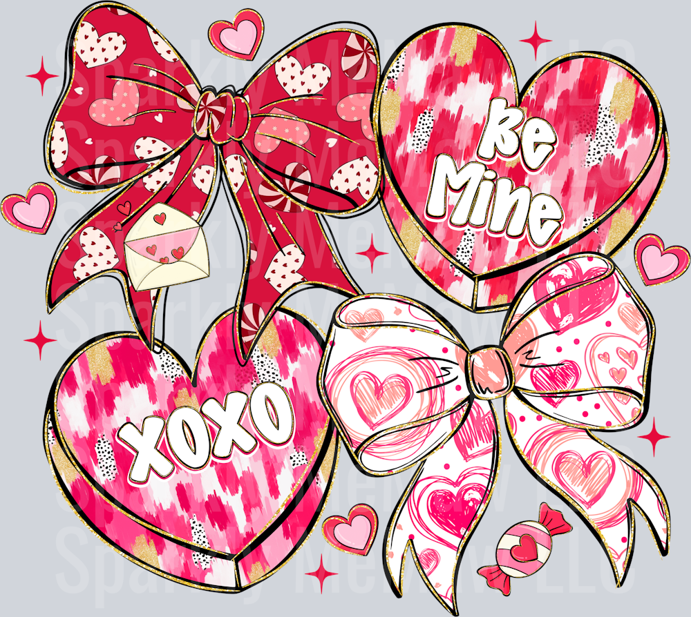 coquette conversation hearts DTF Transfer (Fabrics)