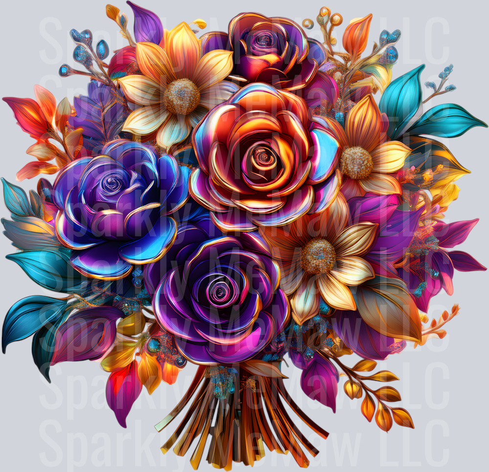 jewel tone floral clipart (103) UV DTF Decal