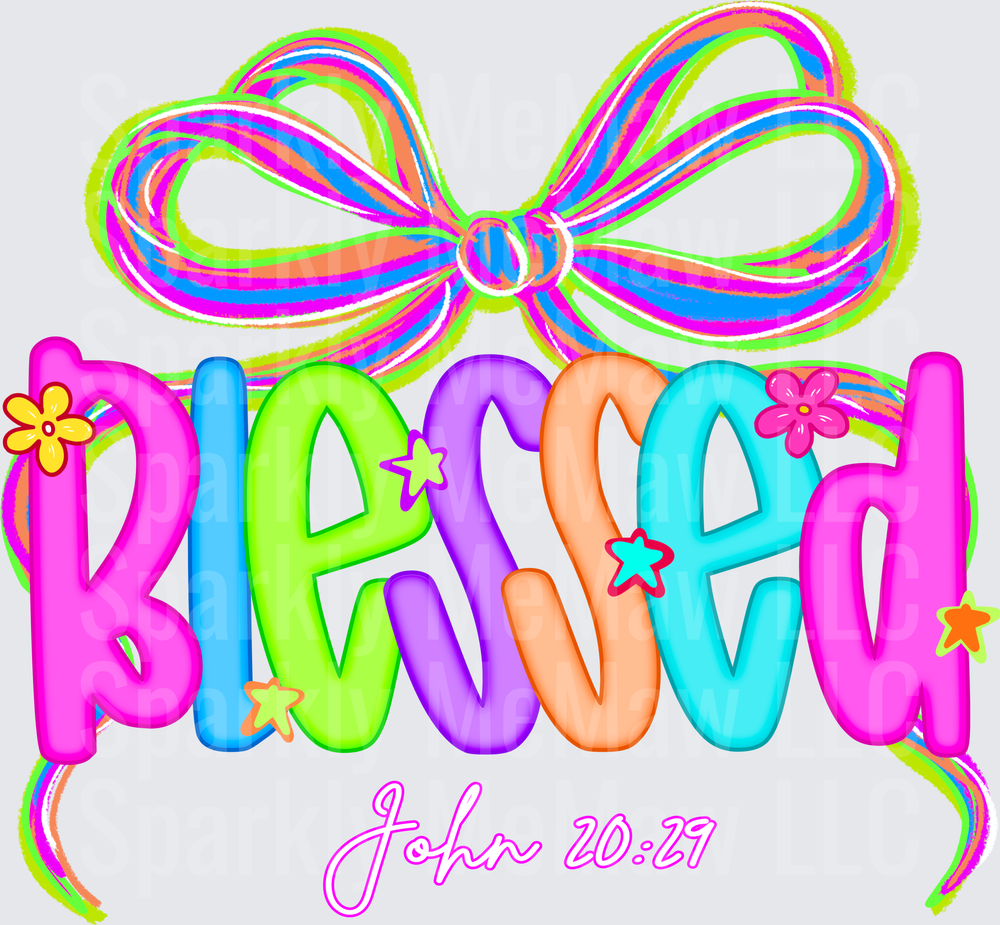 Blessed Colorful Rainbow Bow John 20:17 Bible Verse UV DTF Decal