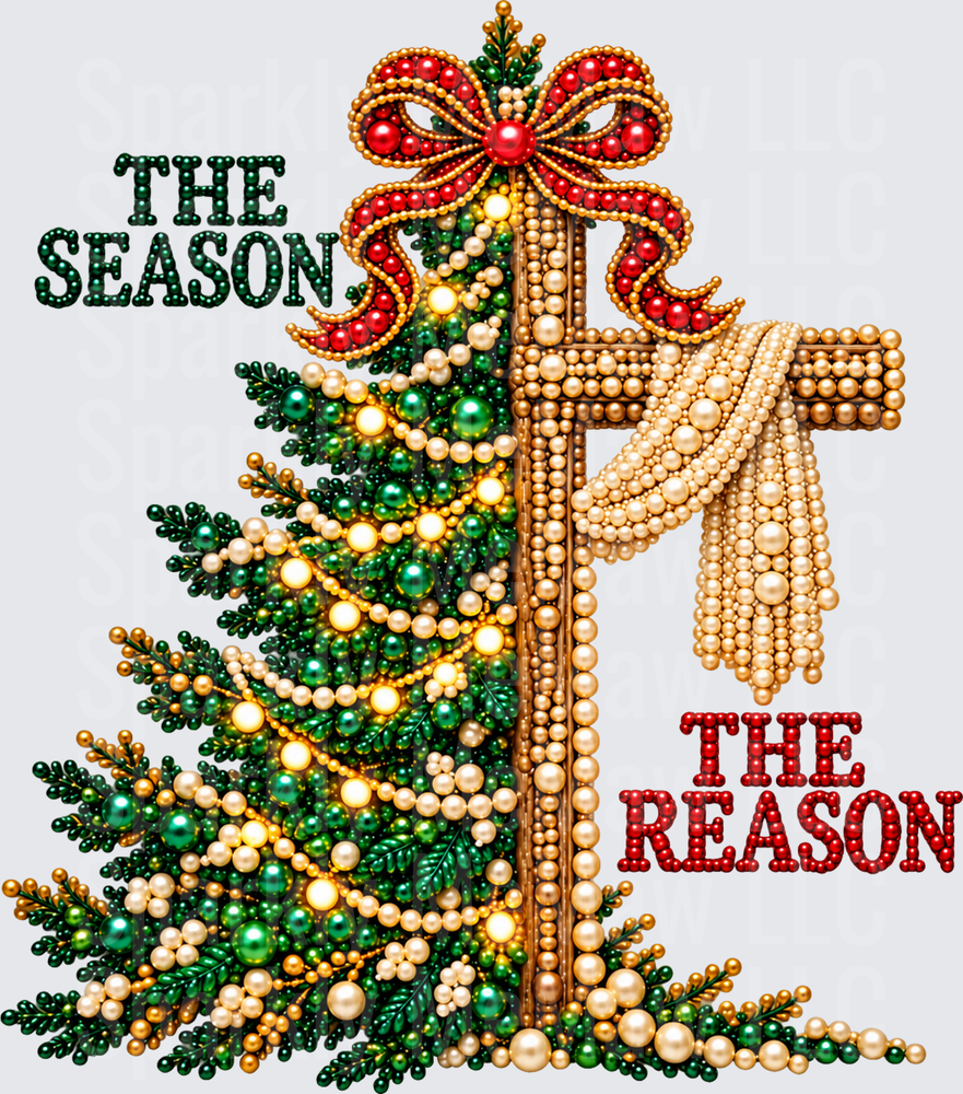 Bead Art Cross Christmas Tree UV DTF Decal