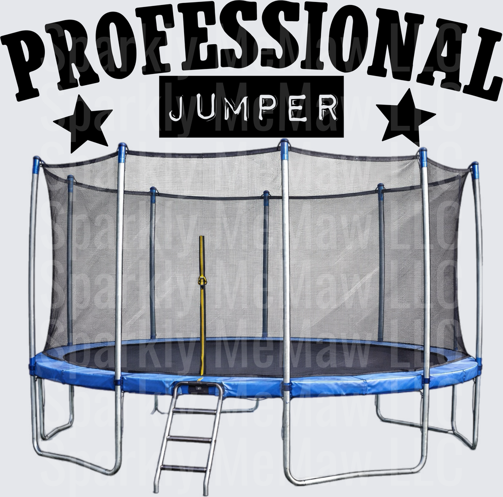 Professional Jumper Trampoline with Safety Net and Stars UV DTF Decal