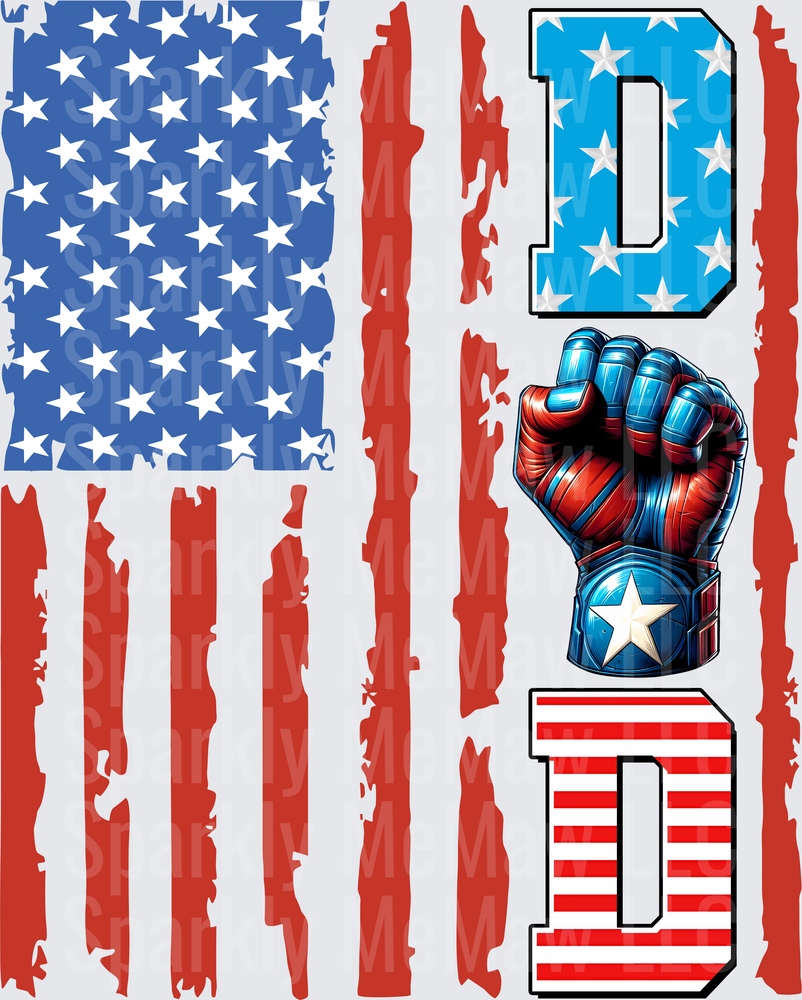 American Flag Dad Patriotic Fist Design UV DTF Decal