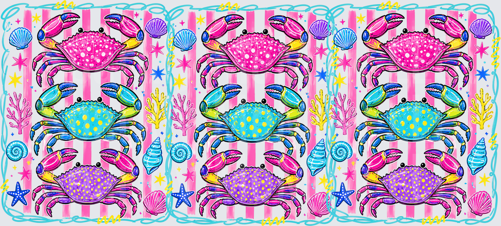 Colorful Stacked Crabs is a UV DTF 16 OZ Wrap
