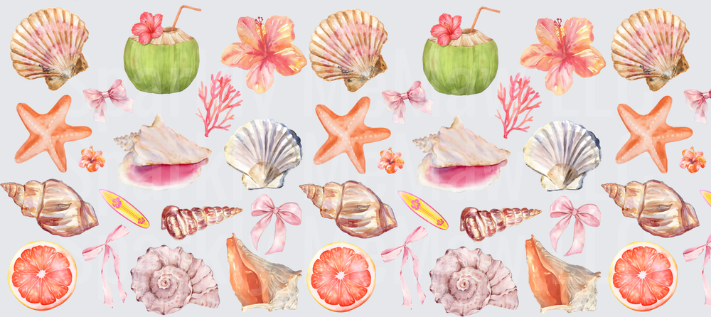 Tropical Beach Seashells This is a UV DTF 16 OZ Wrap