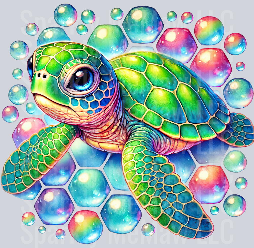 24 Colorful Turtle Clipart UV DTF Decal