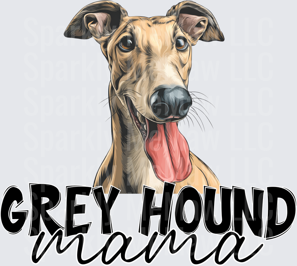 Greyhound Mama Portrait with Typography UV DTF Decal