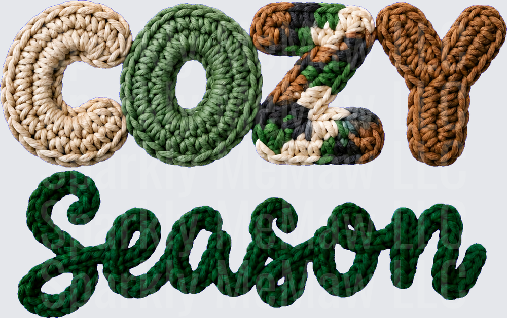 Cozy Season Crochet Knit Text UV Decal Decal