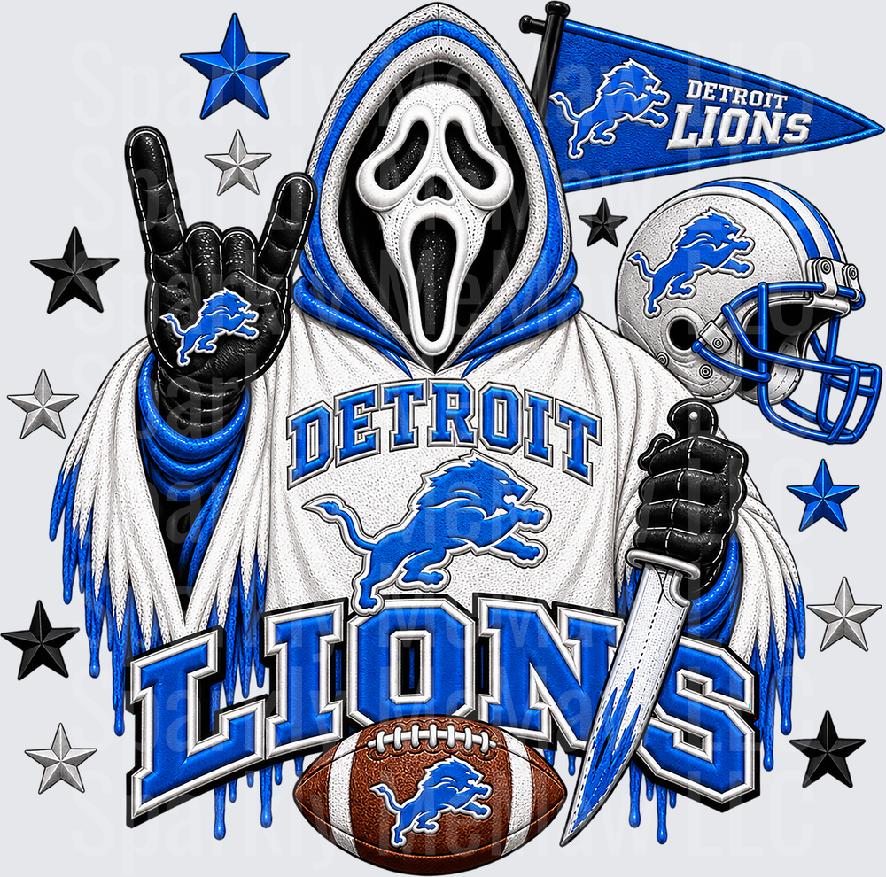 Ghostface Detroit Lions Fan UV DTF Decal
